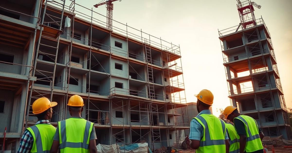 Equipamento pesado de construção em obra